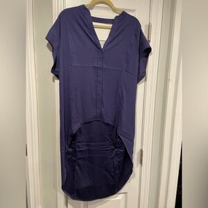 NWT The Limited Size S Navy Blue High Low Flowy Short Sleeve Tunic Top Lagenlook